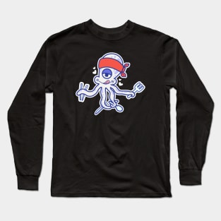 Octopus cartoon character withholding cutlery Long Sleeve T-Shirt